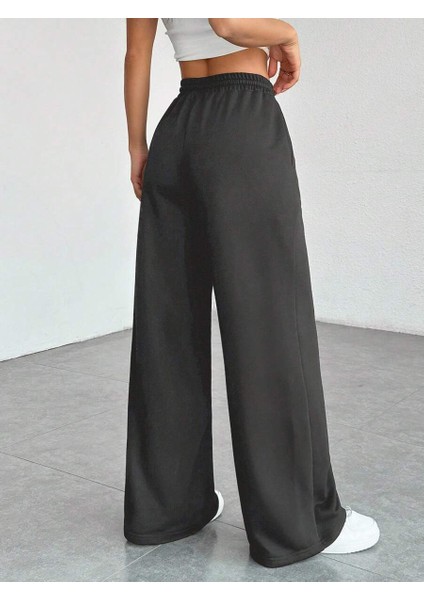 Kadın Baggy Fit 3 Iplik Beli Lastikli Geniş Paça Eşofman fırsatları