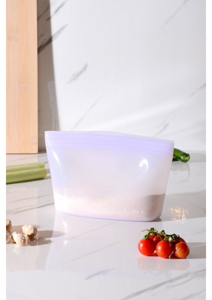 Lush Hava Sızdırmaz Kilitli Silikon Saklama Torbası 1000 ml | Mor