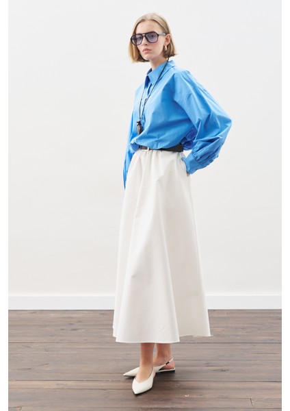 Crop Balon Form Gömlek Mavi modelleri