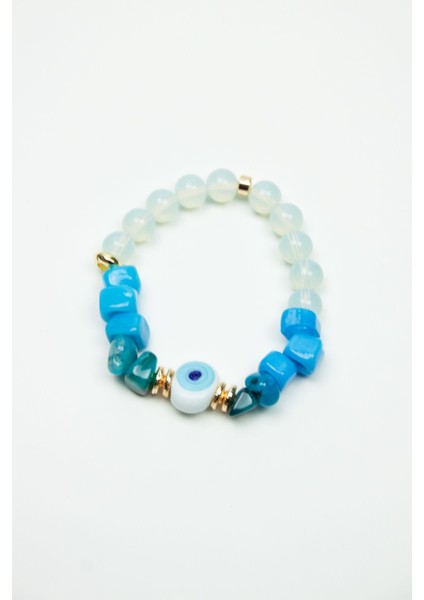 Nazar Boncuklu Murano Cam ve Opal Doğaltaş Bileklik