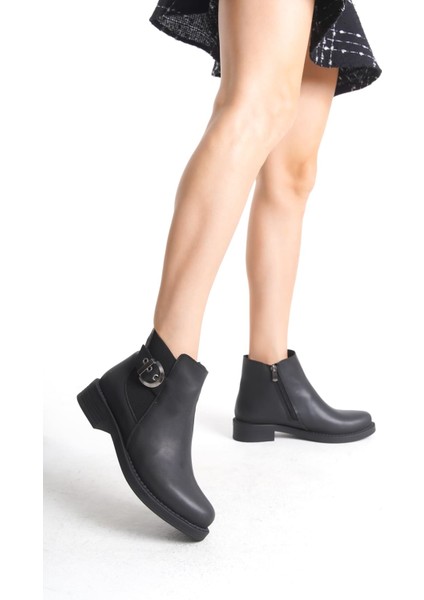Gabrıella Fermuarlı Ortopedik Taban Suya ve Soğuğa Dayanıklı Topuklu Cilt Kadın Bot St Siyah fiyatları
