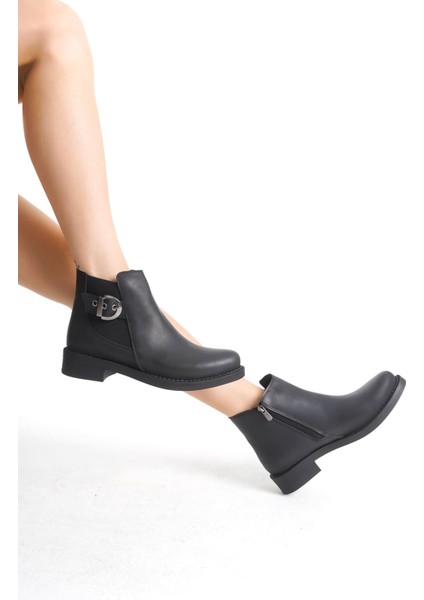 Gabrıella Fermuarlı Ortopedik Taban Suya ve Soğuğa Dayanıklı Topuklu Cilt Kadın Bot St Siyah modelleri