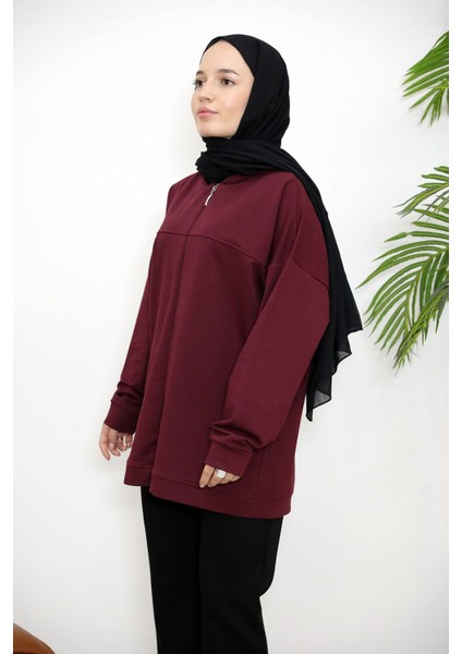 Kapşonlu Fermuar Detay Hırka-Bordo fiyatları