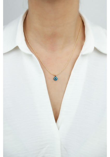 Pirinç Zincir Nazar Boncuk Kolye