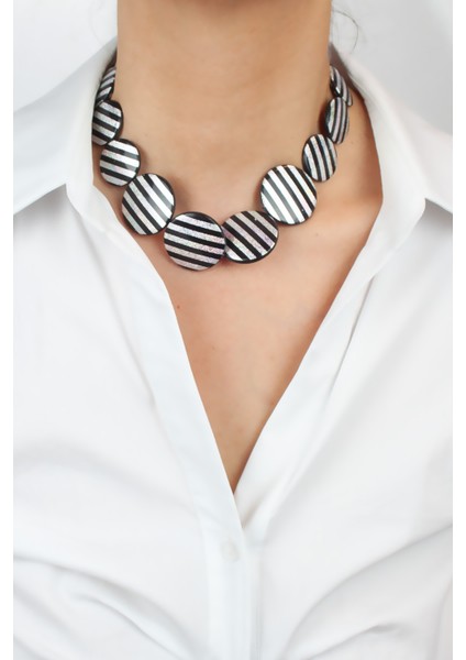 Simli Çizgili Kadın Kolye modelleri