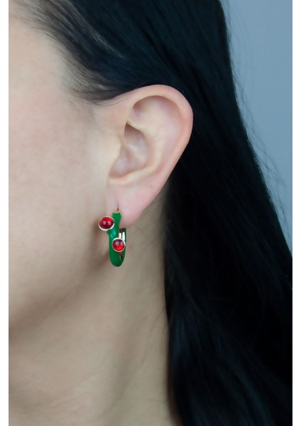 Yakut Detay Mine Kaplı Gümüş Küpe fiyatları