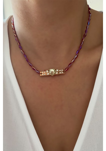 Yanardöner Kristal Kalp Detay Kolye modelleri