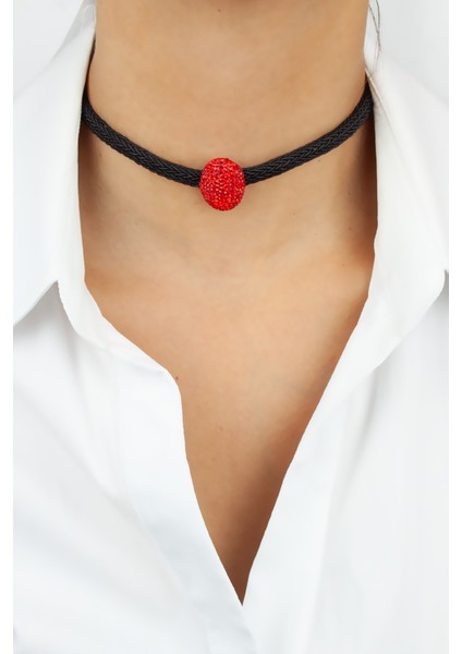 Kırmızı Kristal Taşlı Choker Kolye fiyatları