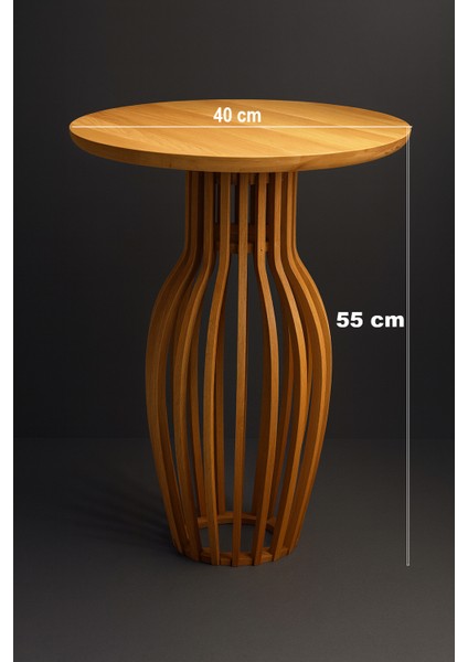 Palermo Yuvarlak Modern Klasik Rustik Retro Vintage Naturel Dekoratif Ahşap Çıtalı Yan Mantar Sehpa fiyatları