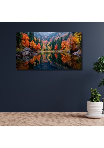 Hd Digital Baskı Doğa Nehir Renkli Ağaçlar Yatay Duvar Kanvas Tablo fiyatları