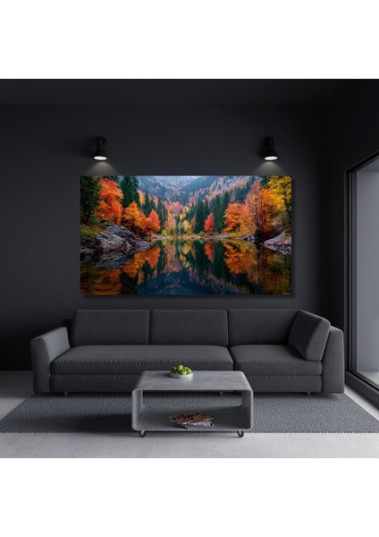Hd Digital Baskı Doğa Nehir Renkli Ağaçlar Yatay Duvar Kanvas Tablo modelleri