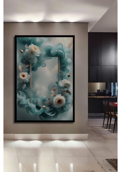 Su Damlası Çiçekleri Sulu Boya Görünümlü Dekoratif Ahşap Tablo Dikdörtgen Tablo fiyatları