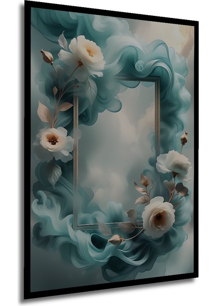 Su Damlası Çiçekleri Sulu Boya Görünümlü Dekoratif Ahşap Tablo Dikdörtgen Tablo