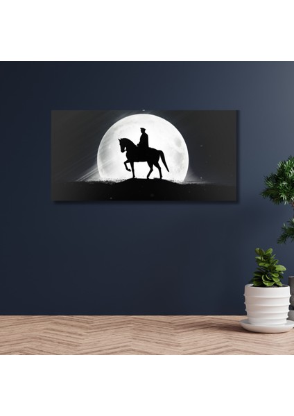Hd Digital Baskı Yüksek Çözünürlük At Üstünde Atatürk ve Ay Kanvas Duvar Tablosu fiyatları