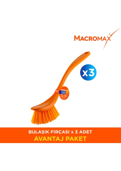 3'lü Rengarenk Bulaşık Fırçası