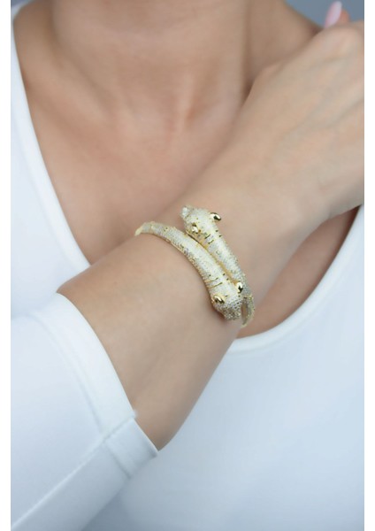 Zirkon Taşlı Leopar Kelepçe Bileklik modelleri