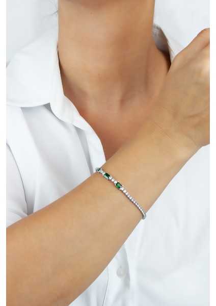 Suyolu Yeşil Kristal Detay Bileklik