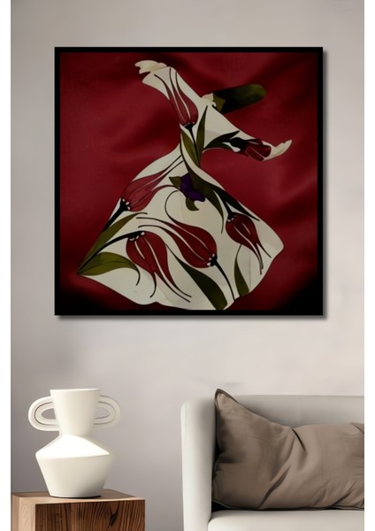 Derviş ve Lale Desenli Ahşap Dekoratif Tablo Yağlı Boya Görünümlü Dikdörtgen Tablo fiyatları