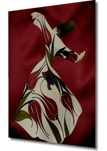 Derviş ve Lale Desenli Ahşap Dekoratif Tablo Yağlı Boya Görünümlü Dikdörtgen Tablo modelleri