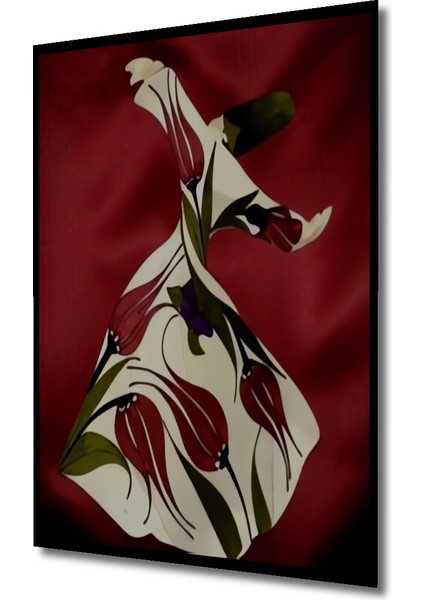 Derviş ve Lale Desenli Ahşap Dekoratif Tablo Yağlı Boya Görünümlü Dikdörtgen Tablo indirimleri