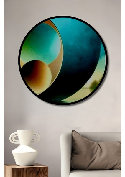 Soyut Sanatın Gızemlı Yansımaları Sulu Boya Görünümlü Ahşap Dekoratif Tablo Yuvarlak Tablo fiyatları