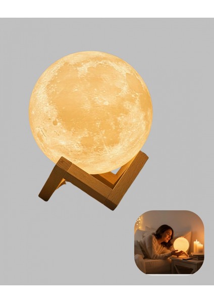 16 Renkli 3D Ay Gece Lambası Rgb Modlu Şarjlı Uzaktan Kumandalı fırsatları
