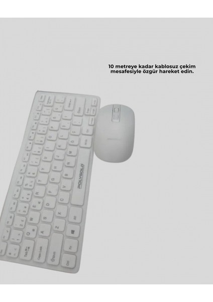 Kablosuz Klavye Mouse Seti Beyaz Q Klavye Tüm Cihazlara Uyumlu fırsatları