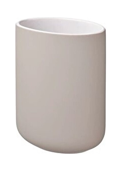 3'lü Banyo Seti - Sıvı Sabunluk, Fırçalık, Katı Sabunluk - Stoneware Bej