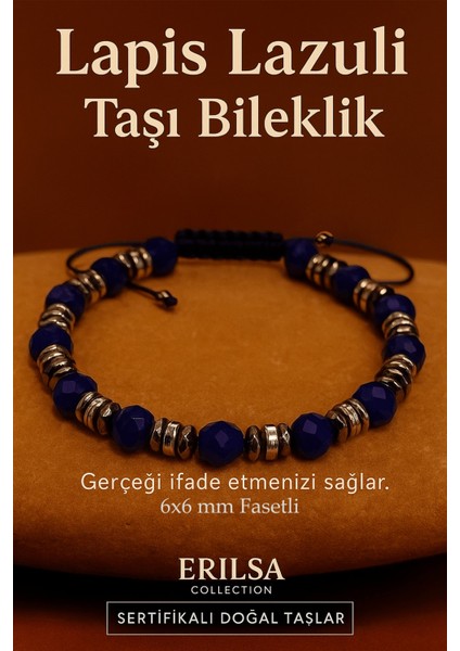 Sertifikalı Lapis Lazuli Taşı Bileklik 6x6 mm Fasetli – Ifade Bilgelik ve Güç Taşı
