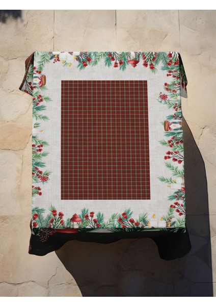 Yılbaşı Desenli Dijital Baskılı Noelflow Masa Örtüsü - 140 x 220 cm 140X240 cm - Panama Kumaş