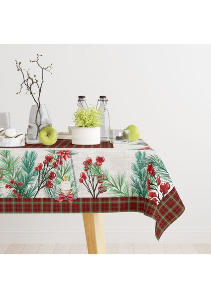 Yılbaşı Desenli Dijital Baskılı Noelflow Masa Örtüsü - 140 x 220 cm 140X240 cm - Panama Kumaş fiyatları