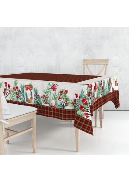 Yılbaşı Desenli Dijital Baskılı Noelflow Masa Örtüsü - 140 x 220 cm 140X240 cm - Panama Kumaş indirimleri