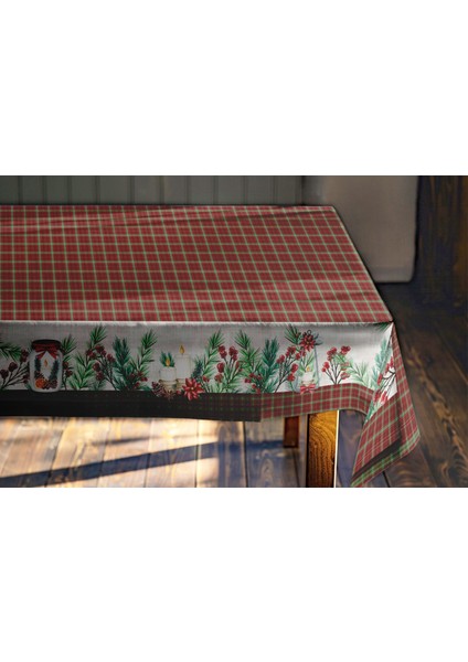 Yılbaşı Desenli Dijital Baskılı Noelflow Masa Örtüsü - 140 x 220 cm 140X240 cm - Panama Kumaş