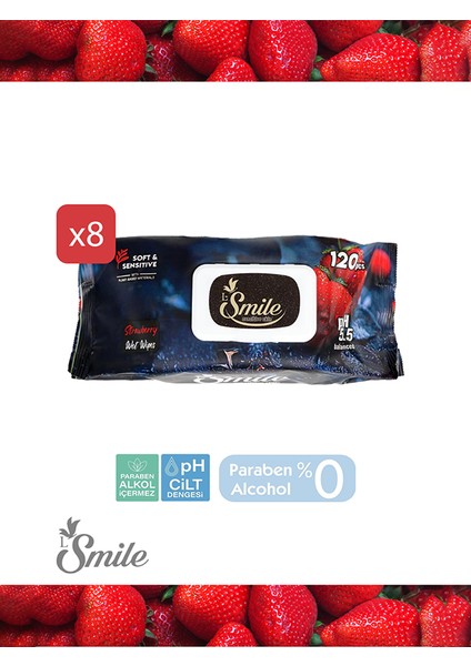 Islak Mendil Çilek Kokulu 8*120 Pcs