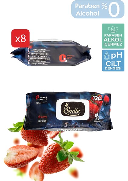 Islak Mendil Çilek Kokulu 8*120 Pcs fiyatları