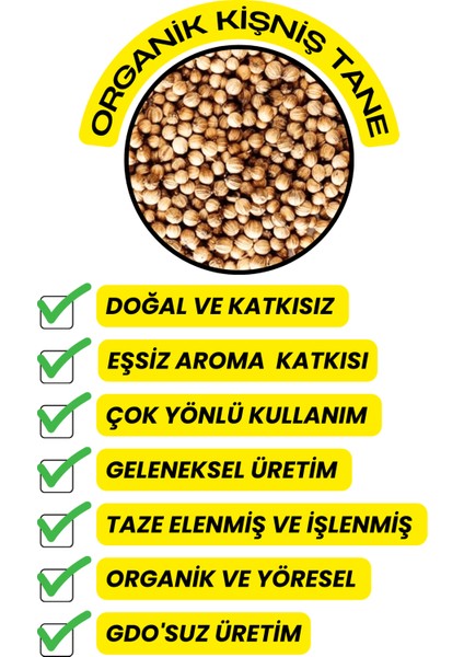 Kişniş Tane - ( Elenmiş, Katkısız,organik) 50GR fırsatları