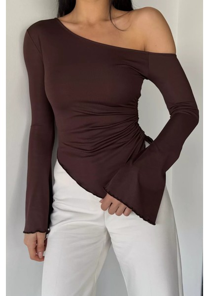 Bel Büzgülü Asimetrik Kesim Kadın Bluz P-00018456 fiyatları