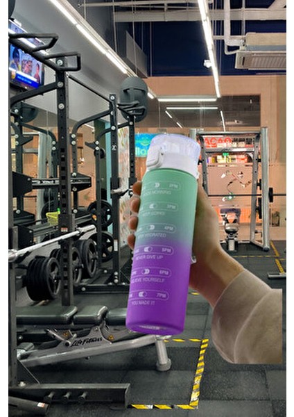 Sporcu Matarası 800 ml Bpa Içermez Çocuk Su Şişesi Sızdırmaz Pipetsiz Suluk Yeşil Mor Motivasyon. fiyatları