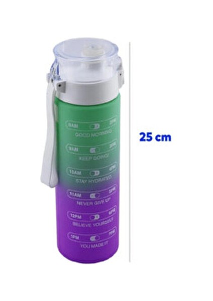 Sporcu Matarası 800 ml Bpa Içermez Çocuk Su Şişesi Sızdırmaz Pipetsiz Suluk Yeşil Mor Motivasyon. modelleri