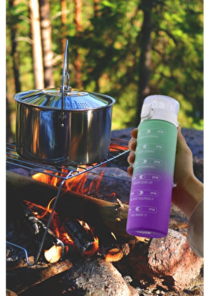 Sporcu Matarası 800 ml Bpa Içermez Çocuk Su Şişesi Sızdırmaz Pipetsiz Suluk Yeşil Mor Motivasyon.