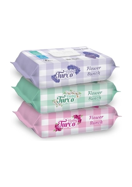 Turco Islak Mendil 90'lı Flower Bunch 3 Adet