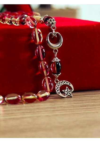 Ateş Kehribar Tesbih Sistem Püsgüllü Orjinal Ürün