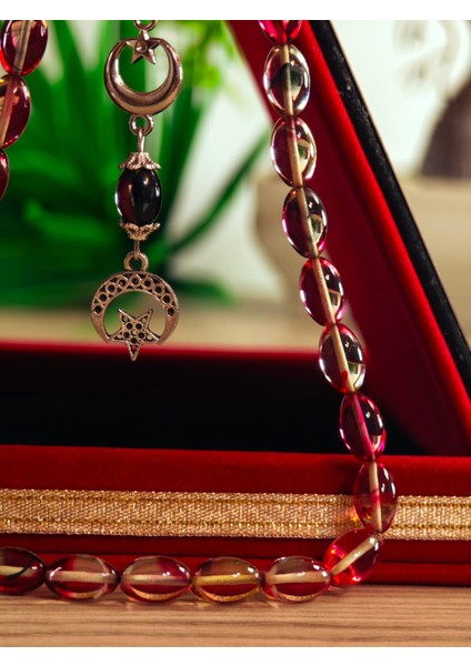 Ateş Kehribar Tesbih Sistem Püsgüllü Orjinal Ürün