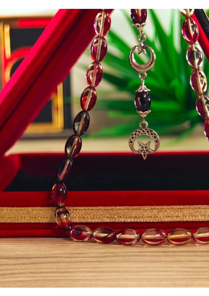 Ateş Kehribar Tesbih Sistem Püsgüllü Orjinal Ürün