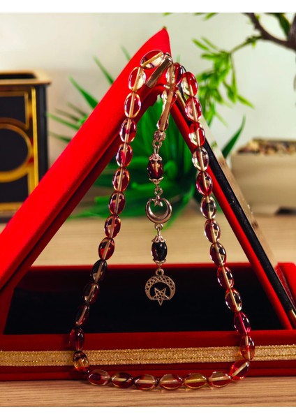 Ateş Kehribar Tesbih Sistem Püsgüllü Orjinal Ürün