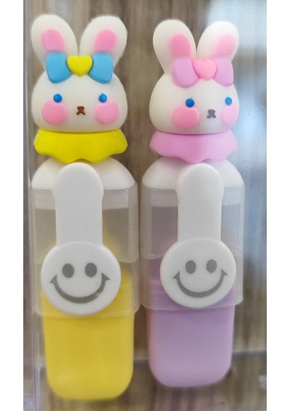 Renkli Tavşan Model Mini Fosforlu Kalem (2 Adet)