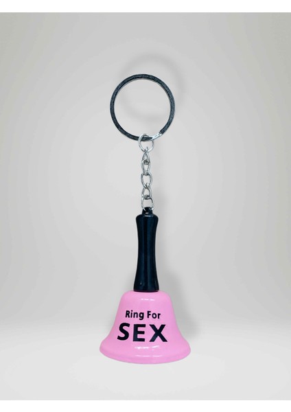 Mini Pembe Metal Çan Anahtarlık Ring For Sex Yazılı Komik Eğlenceli Hediyelik Çan: 4cm x 6cm (KOD:114)