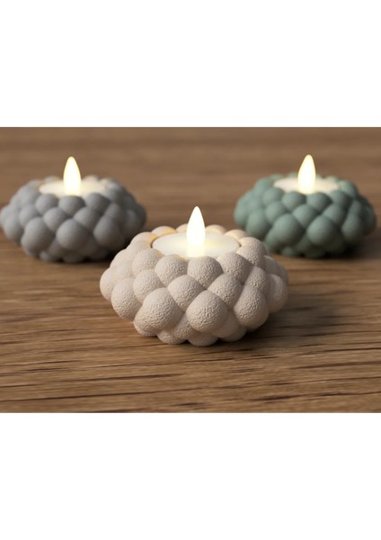 Damlacık Şeklinde LED Mumluk, 3 Adet