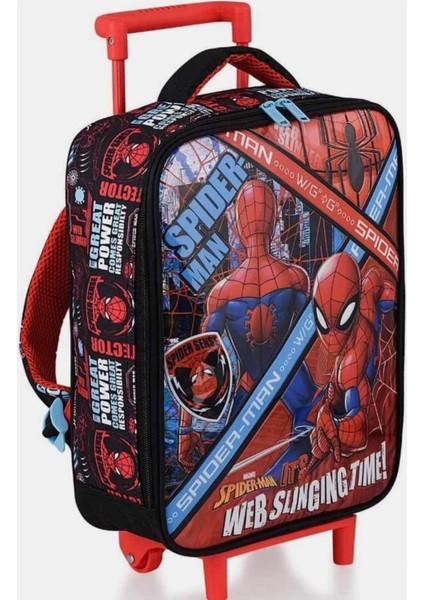 Anaokulu Için Çekçekli Çocuk Sırt Çantası Örümcek Adam Figürlü AO651