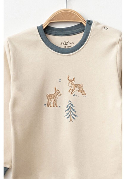 Erkek Bebek Animal Desenli Sweatshirt Pantolon T-Shirt 3'lü Alt Üst Bebek Takımı 3 Ay-36 Ay modelleri